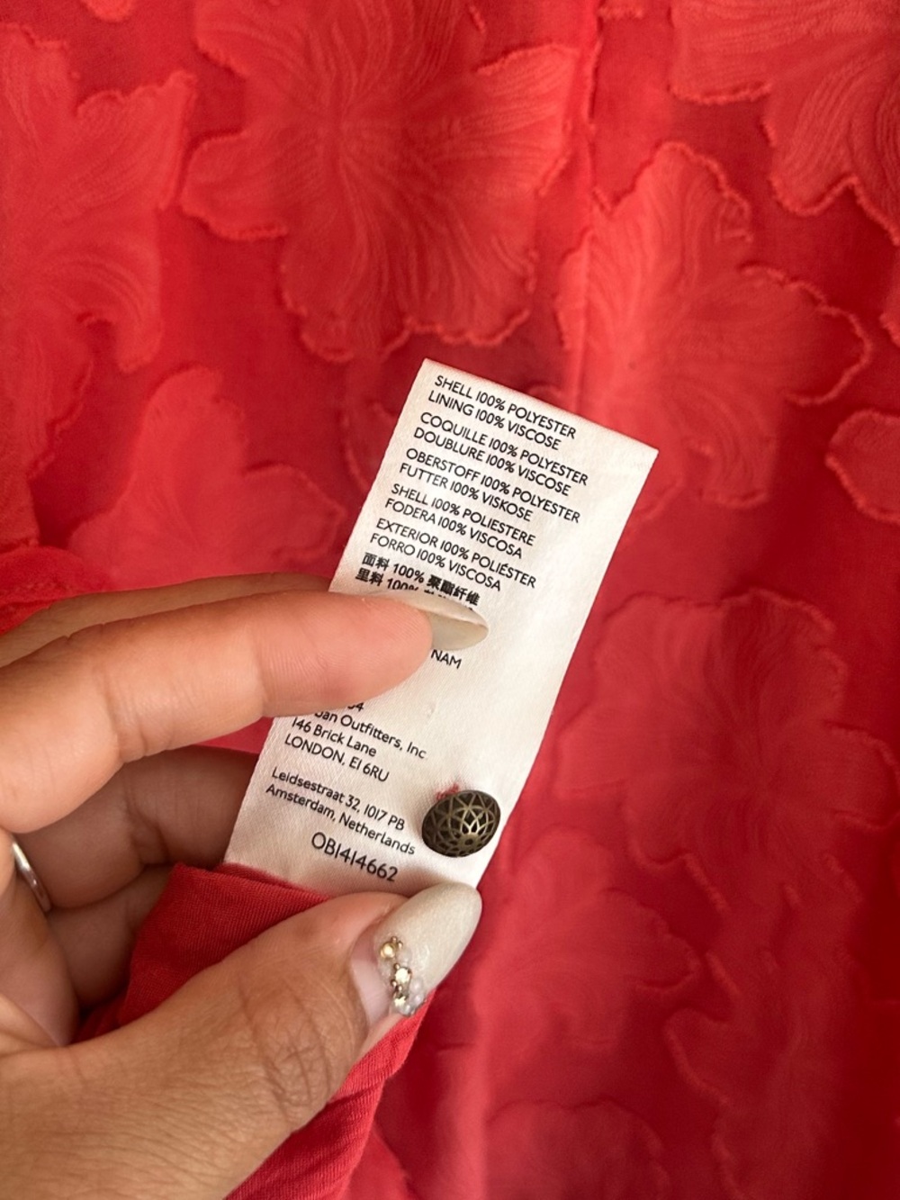 Anthropologie Jacquard Plunge Mini Dress Red Floral Textured Size 0 - Picture 5 of 6